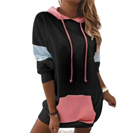 Damen Kapuzenkleid in sportlichem Design mit praktischen Taschen R&B