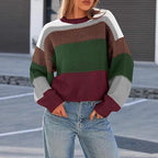 Damen Grobstrickpullover mit Farbblockdesign und oversized Schnitt R&B