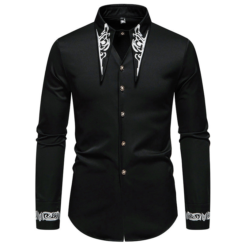 Herren modisches Hemd mit kreativem Kragen-Design R&B