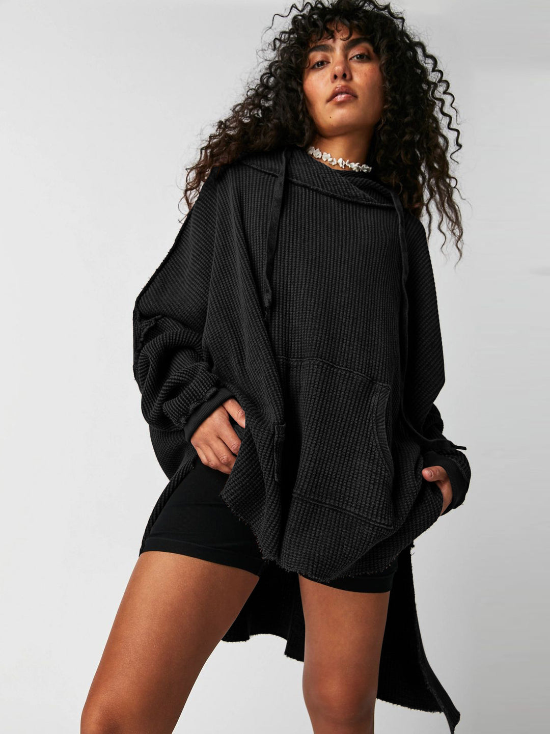 Damen Lässiger Hoodie mit strukturiertem Design und praktischer Kängurutasche R&B