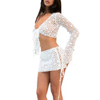 Damen modisches Häkel-Set mit Bindedetails R&B