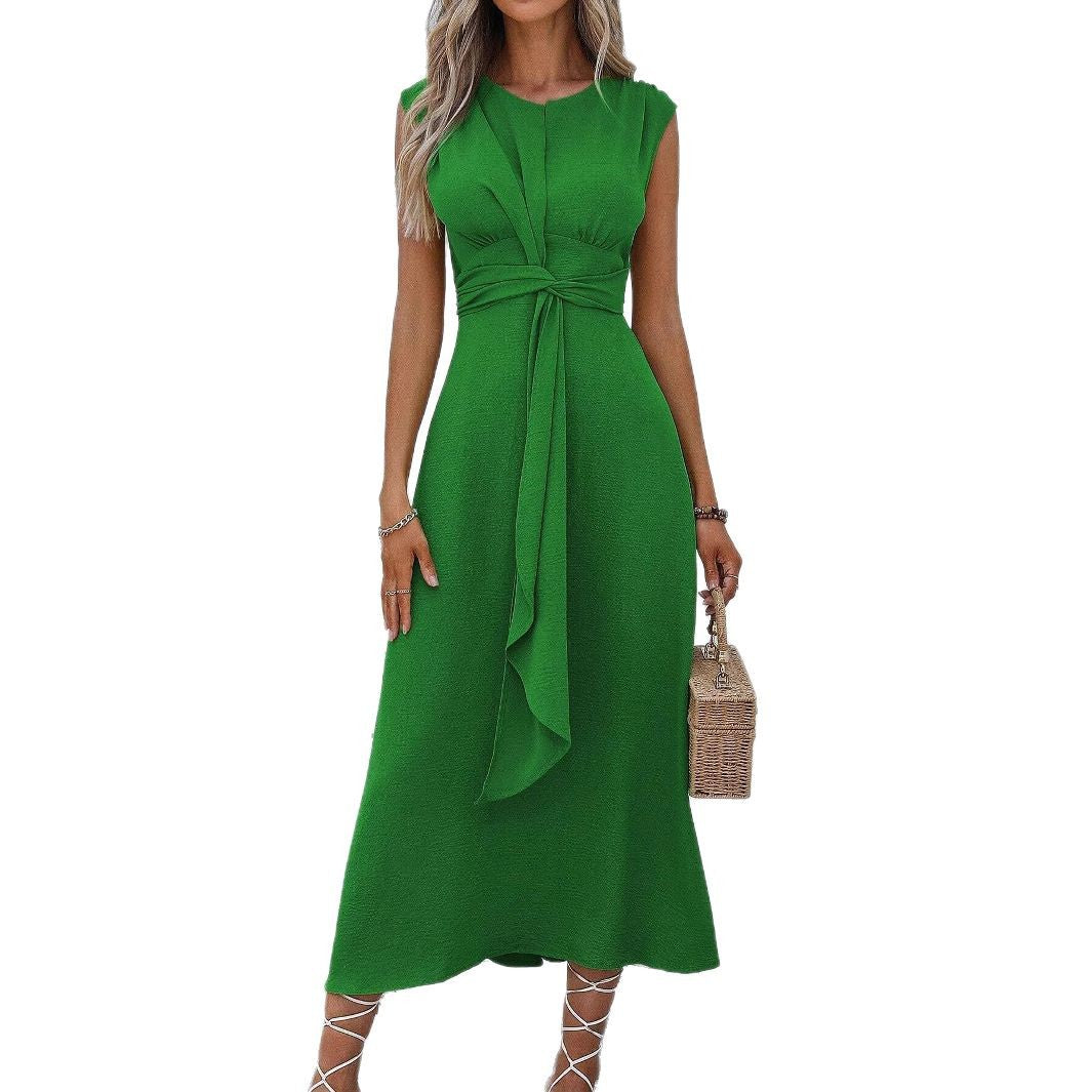 Damen Midikleid mit schlichter Eleganz und Taillengürtel R&B