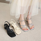 Damen elegante Sandalen mit verstellbarem Riemen und komfortablem Blockabsatz R&B