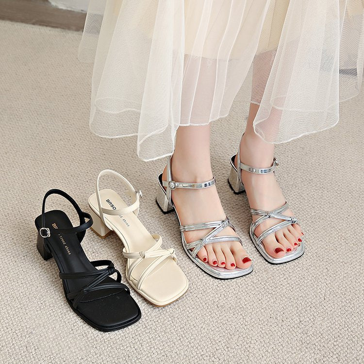 Damen elegante Sandalen mit verstellbarem Riemen und komfortablem Blockabsatz R&B