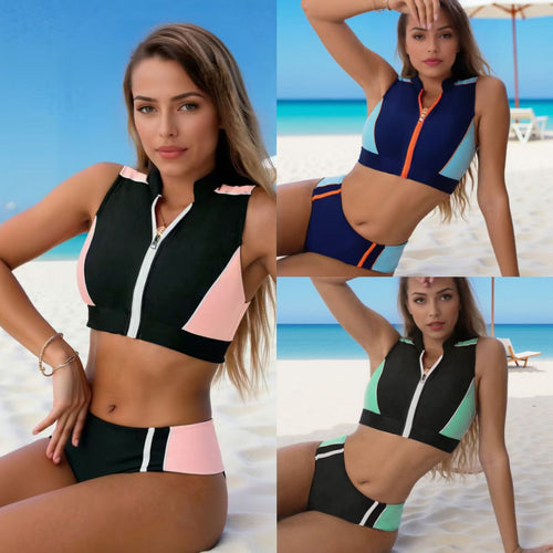 Damen Sportliches Bikini-Set mit Reißverschluss R&B