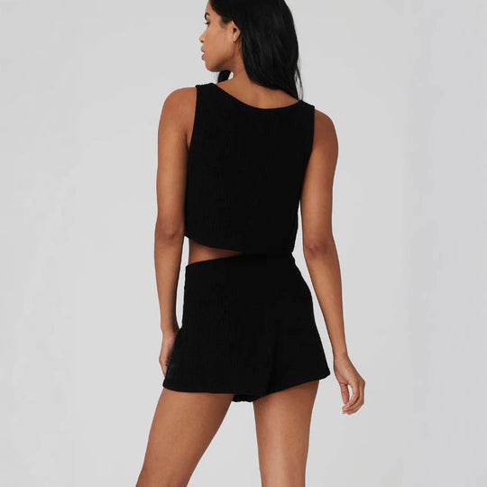 Damen lässiges Crop-Top und Shorts Set aus atmungsaktiver Baumwolle R&B