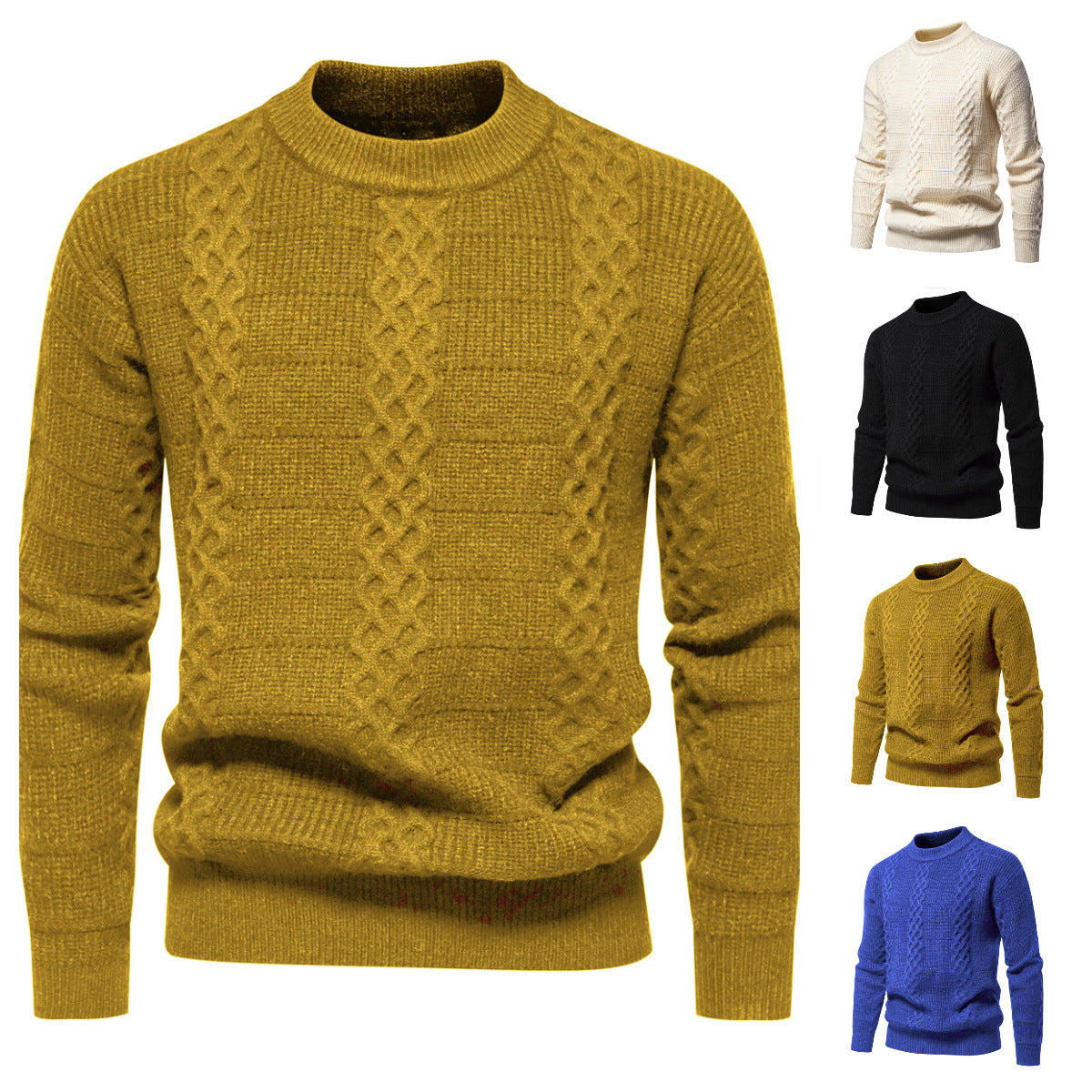 Herren Strukturierter Strickpullover mit hohem Kragen