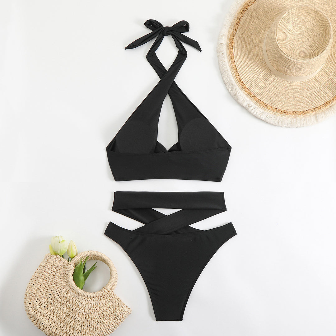 Damen Bikini-Set mit verstellbaren Trägern und elegantem Kreuzdesign R&B
