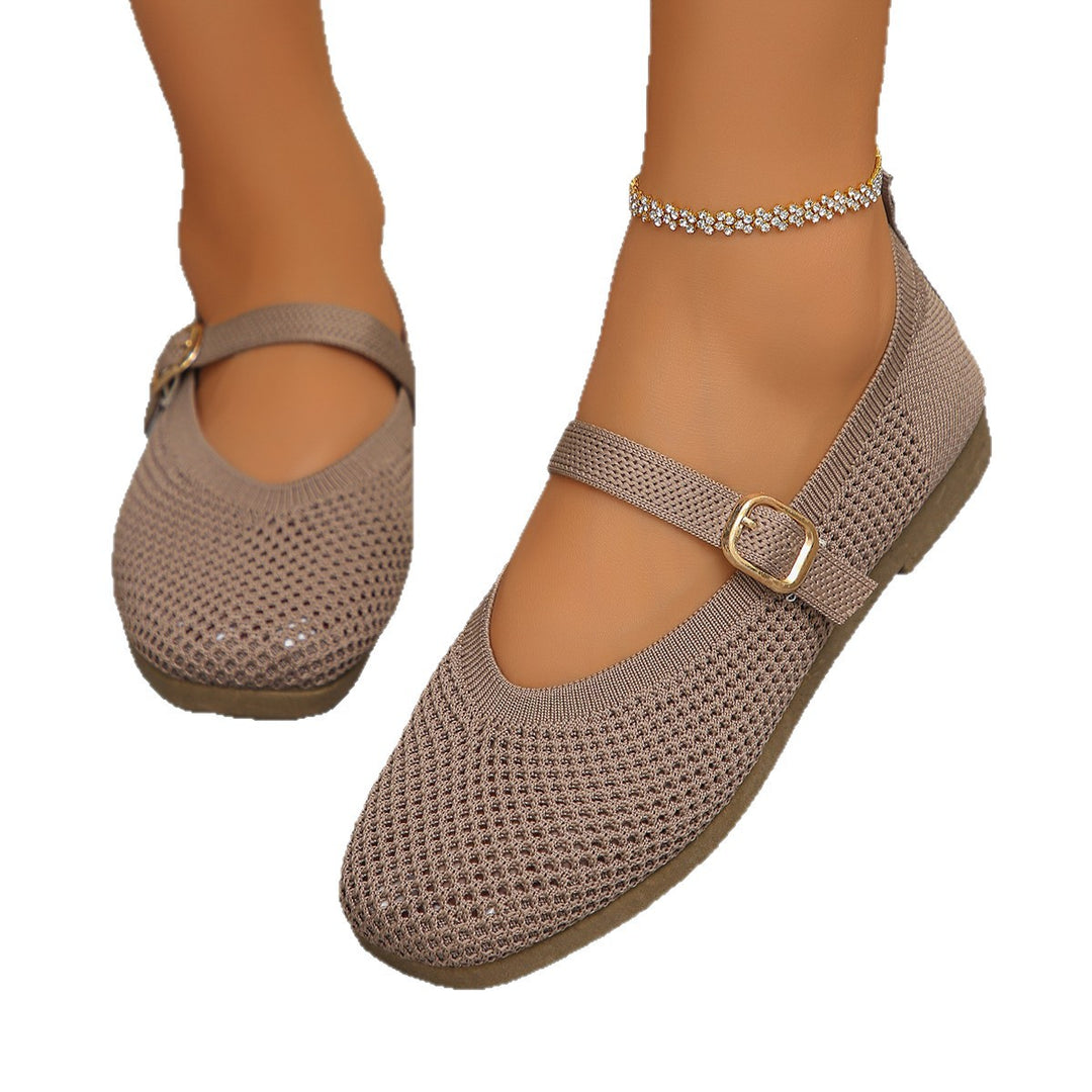Damen Bequeme und atmungsaktive Ballerinas mit dekorativem Riemen R&B