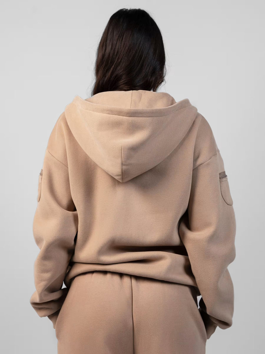 Damen sportlicher Fleece-Jogginganzug mit hochgeschlossenem Reißverschluss und elastischem Bund R&B