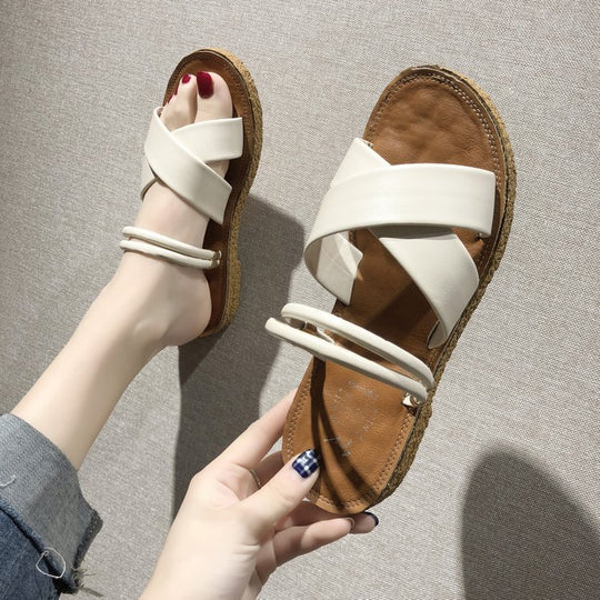 Damen komfortable und stilvolle Riemchensandalen mit geflochtenem Design R&B