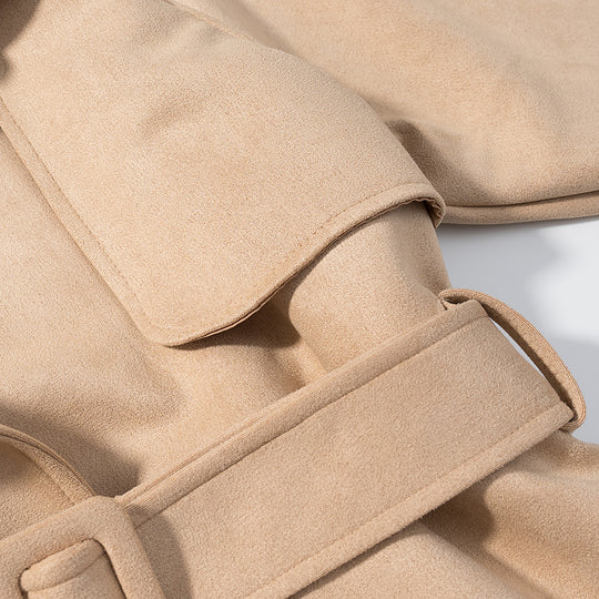 Damen elegante Kunstlederjacke mit Gürtel R&B
