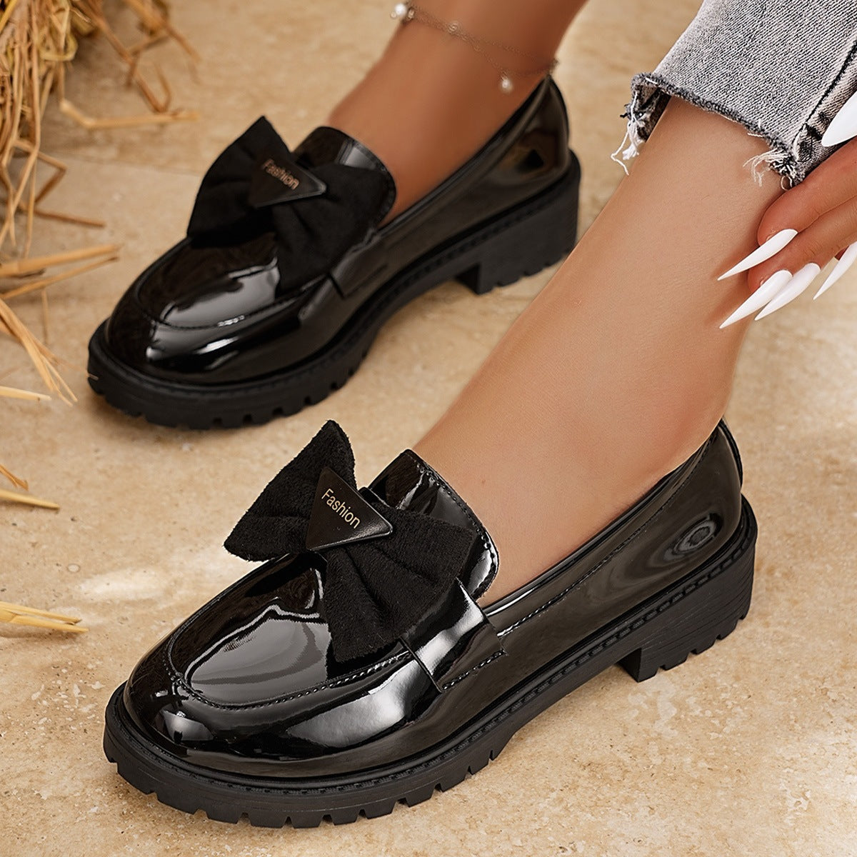 Damen elegante Mokassins mit Schleifen-Design R&B