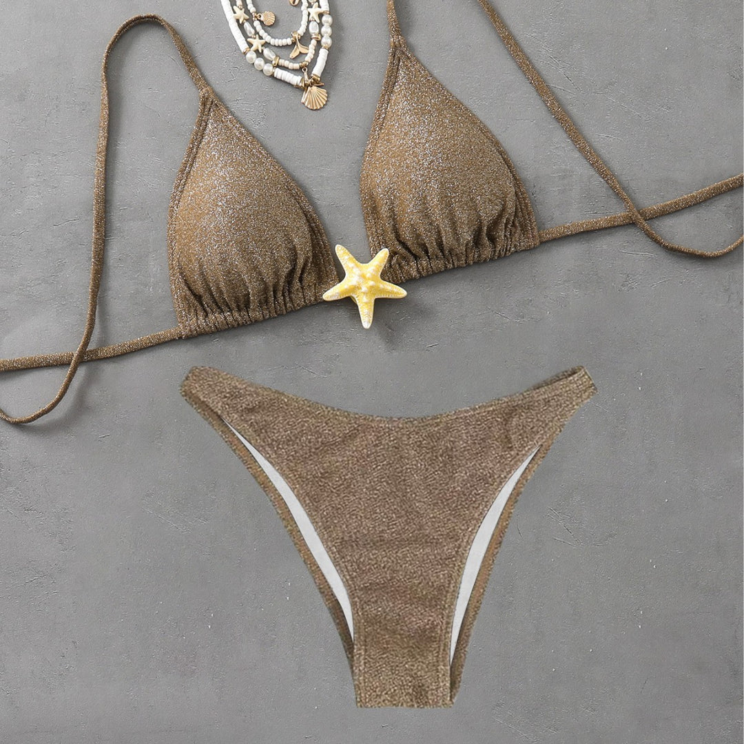 Damen Triangel-Bikini mit modischem Glitzer-Effekt R&B