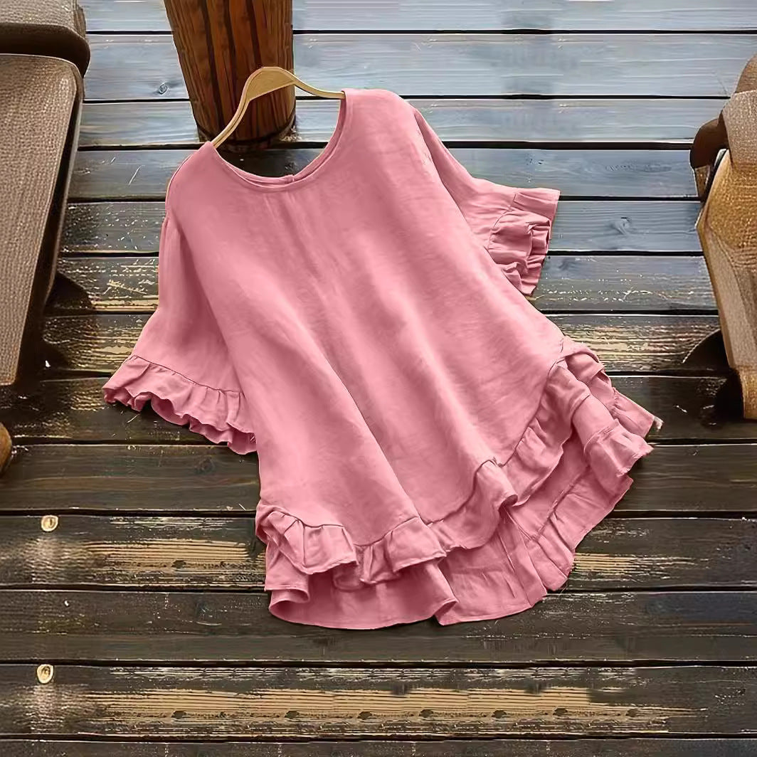 Damen lässiges Oberteil mit Rüschendetails und weit geschnittenem Design R&B