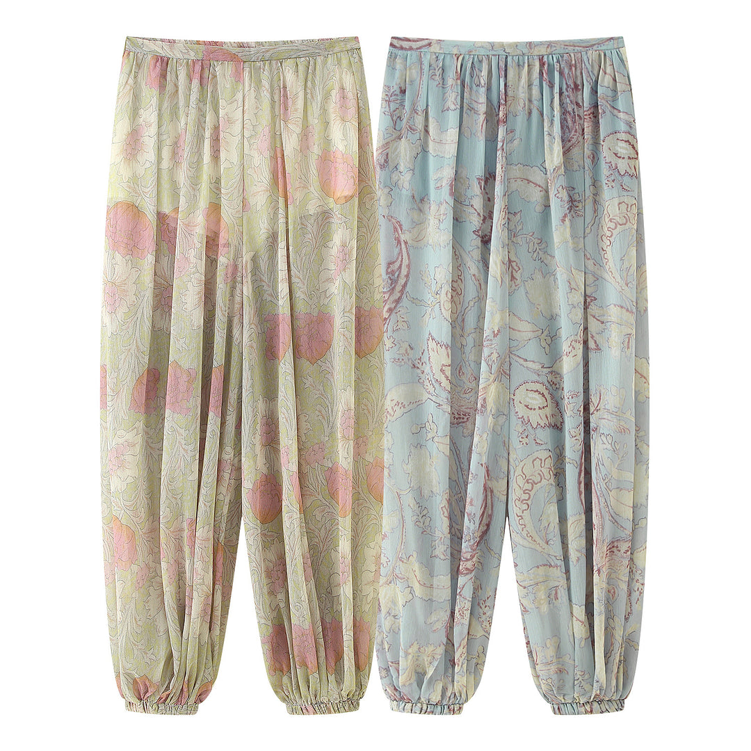 Damen Luftige Palazzo-Hose im floralen Design mit elastischem Bund R&B