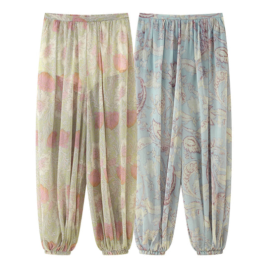 Damen Luftige Palazzo-Hose im floralen Design mit elastischem Bund R&B