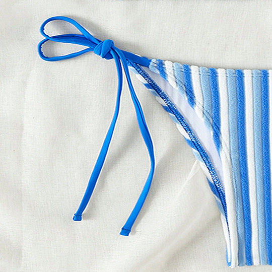 Damen Bikinislip mit verstellbaren Trägern und gestreiftem Design R&B