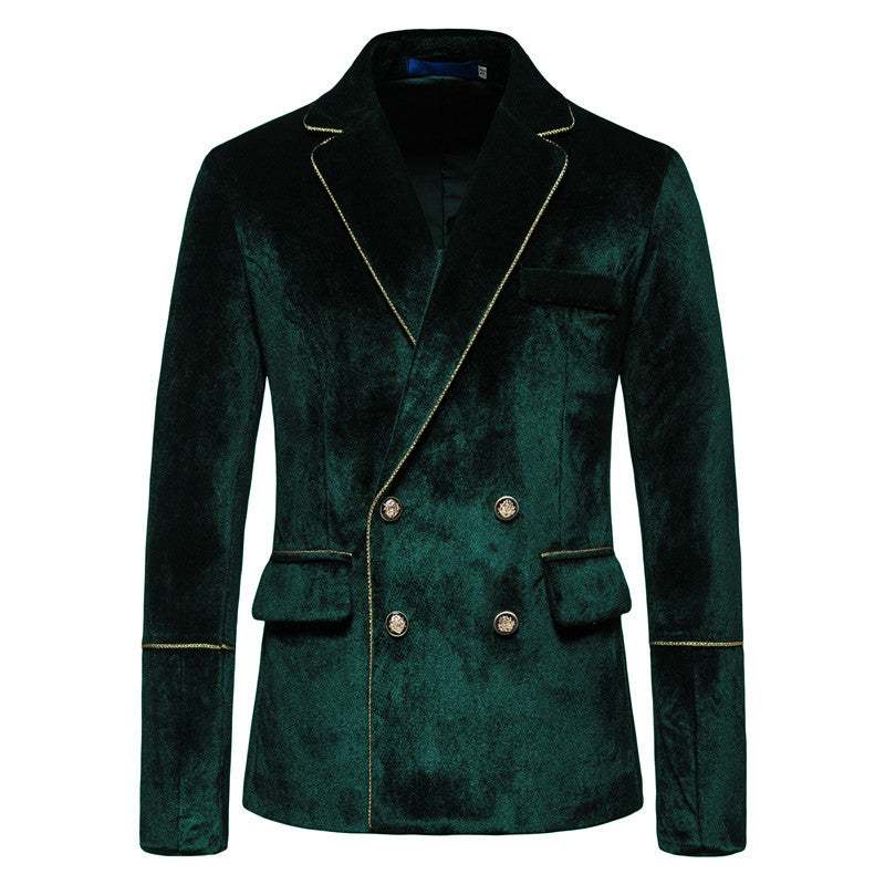 Herren Samtanzug mit goldenen Details und klassischem Revers R&B