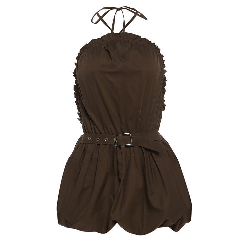 Damen Raffinierter Overall mit Rüschendetails und Taillengürtel R&B