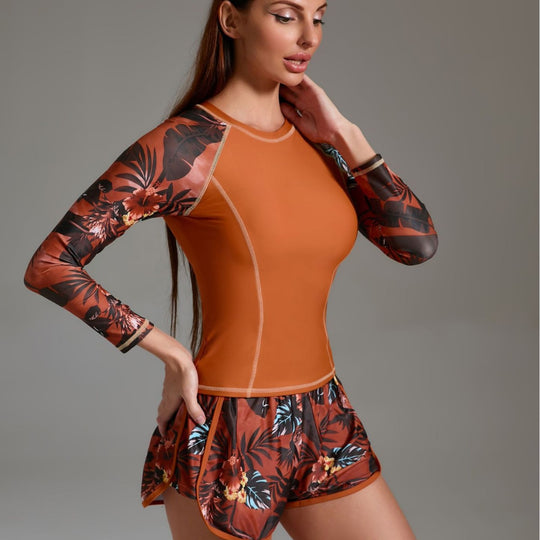 Damen Sportliches Surfanzug-Set mit floralem Design und nahtlosem Schnitt R&B