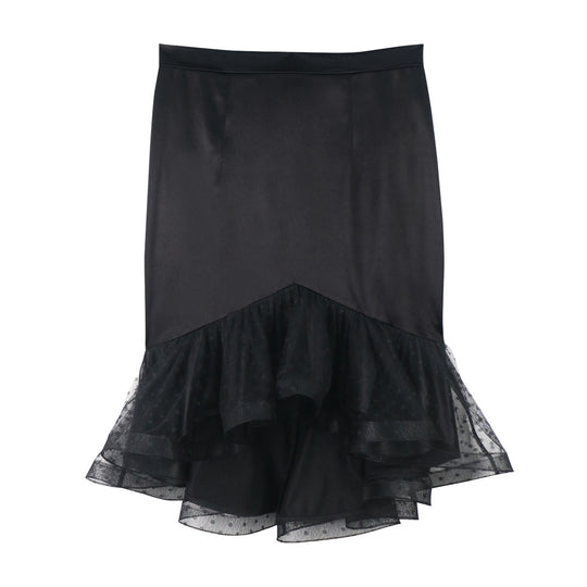 Damen eleganter Bleistiftrock mit voluminösem Tüllsaum R&B
