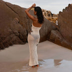 Damen gehäkeltes Maxi-Netzkleid R&B