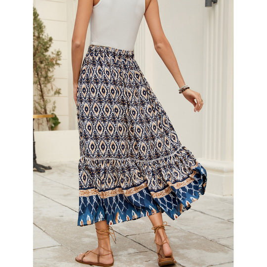 Damen Bohemian Stufen Maxi Rock R&B