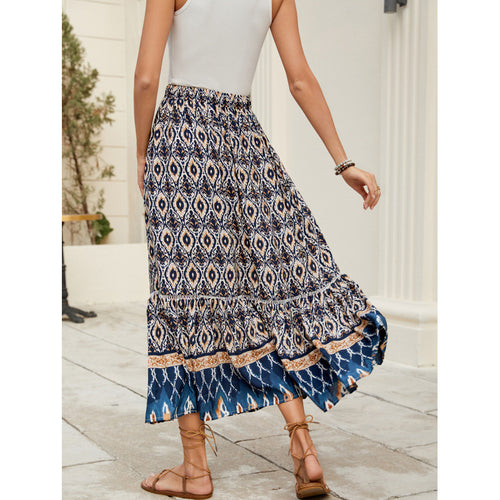 Damen Bohemian Stufen Maxi Rock R&B