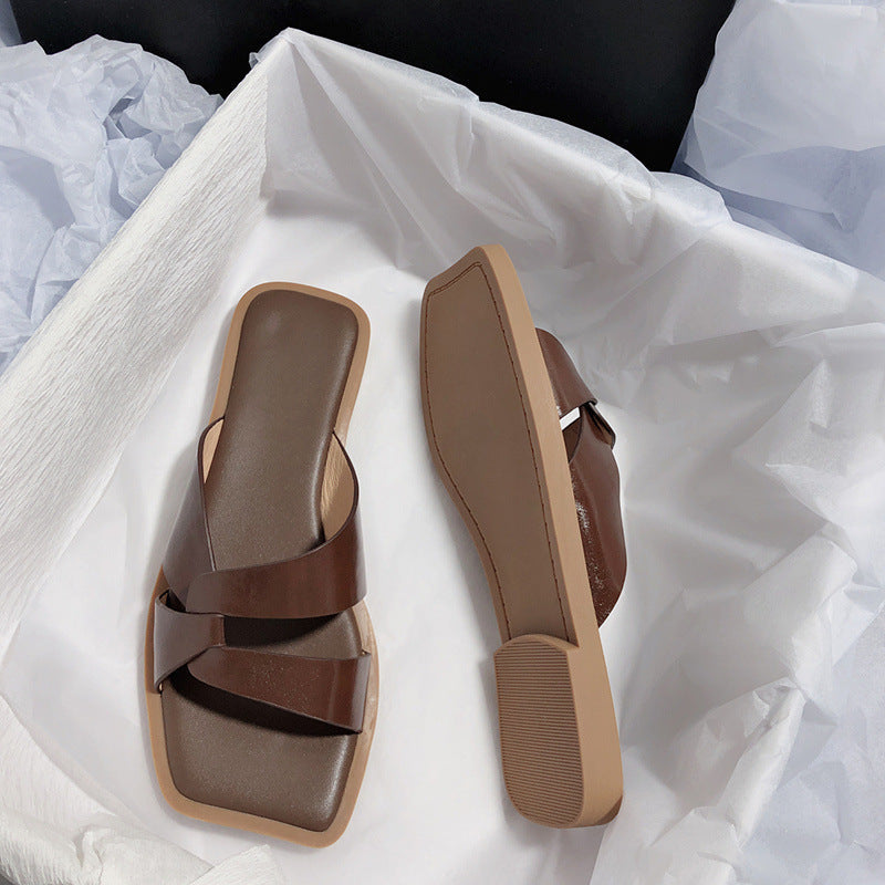 Damen elegante Zehentrenner-Sandalen mit geflochtenem Riemendesign und komfortablem Fußbett R&B