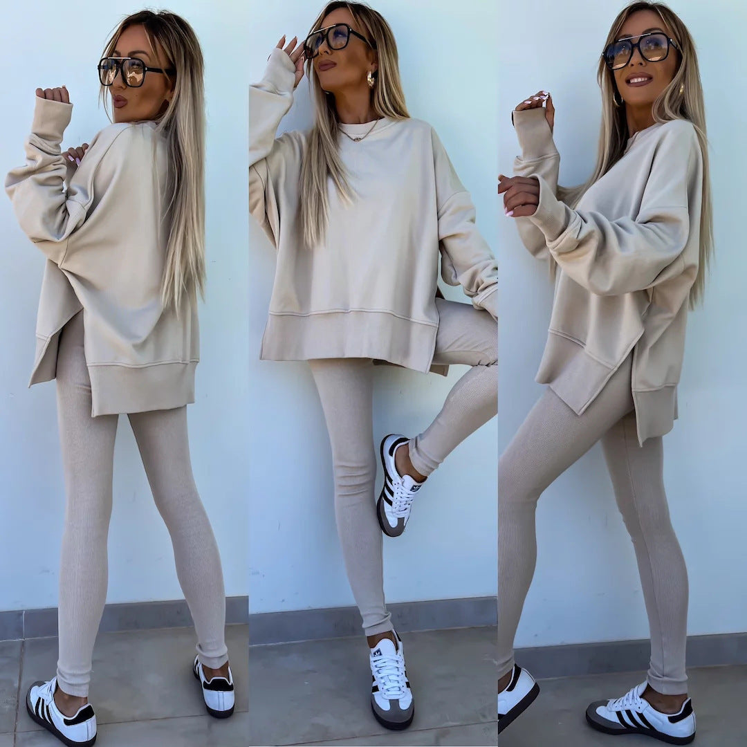 Damen lässiger Oversized-Sweater und leggings im Set R&B