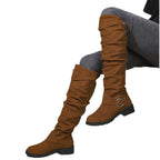 Damen Overknee-Stiefel aus weichem Wildleder mit dekorativem Schnallen-Detail R&B