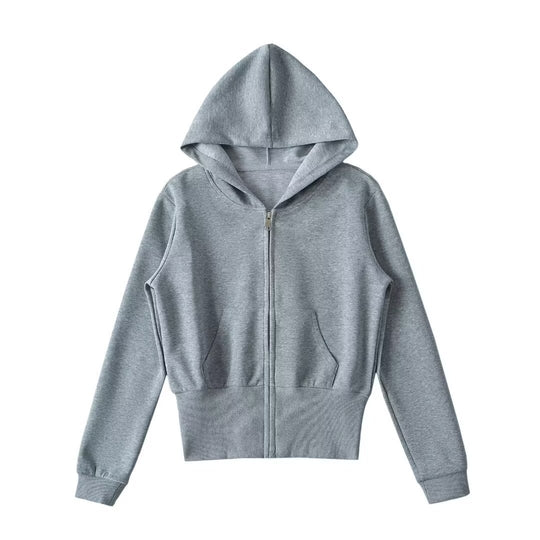 Damen lässige Kapuzenjacke mit Reißverschluss und praktischen Taschen R&B