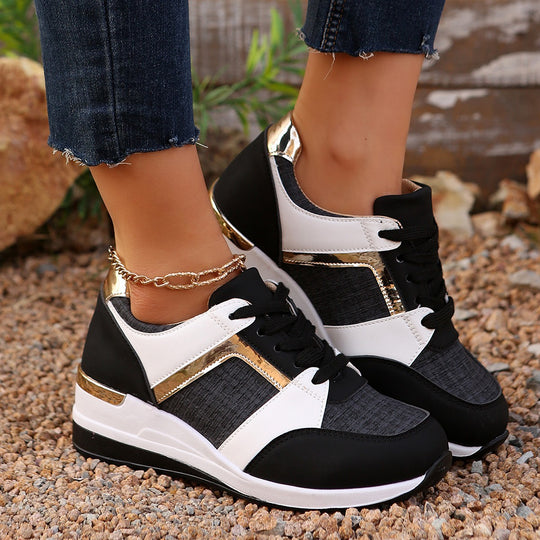 Damen modische Sneakers mit goldenen Akzenten und atmungsaktivem Obermaterial R&B