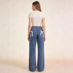 Damen Weite High-Waist Jeans im lässigen Denim-Look