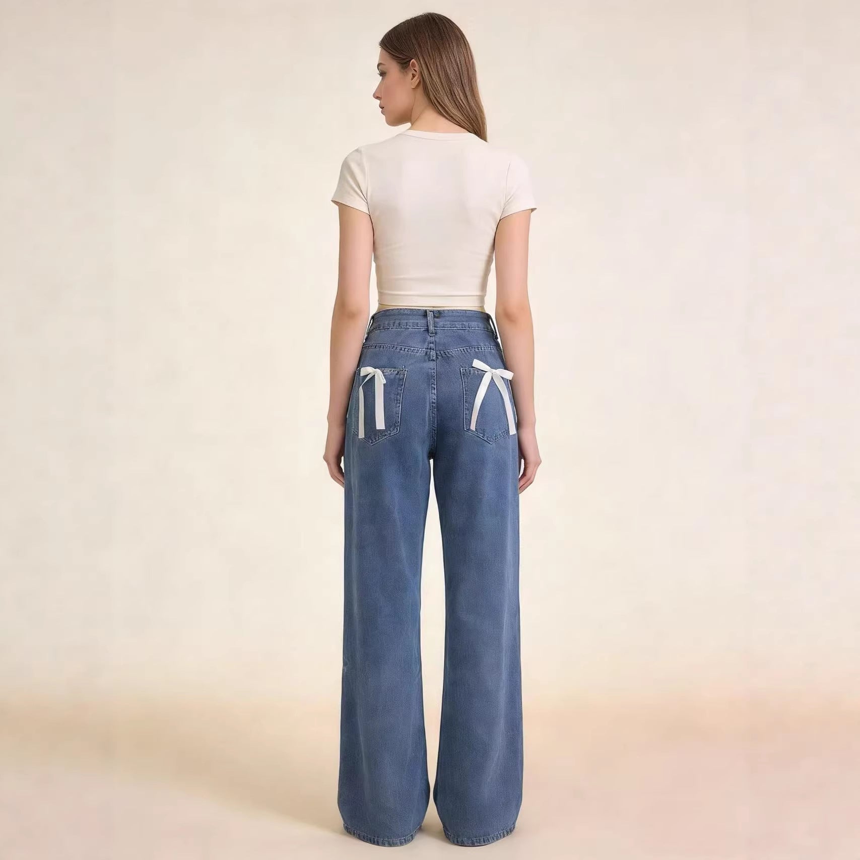 Damen Weite High-Waist Jeans im lässigen Denim-Look