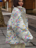 Damen Blumenmuster Übergröße Daunenjacke R&B
