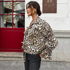 Damen Modische Bluse mit Leopardenmuster und Rüschenärmeln R&B