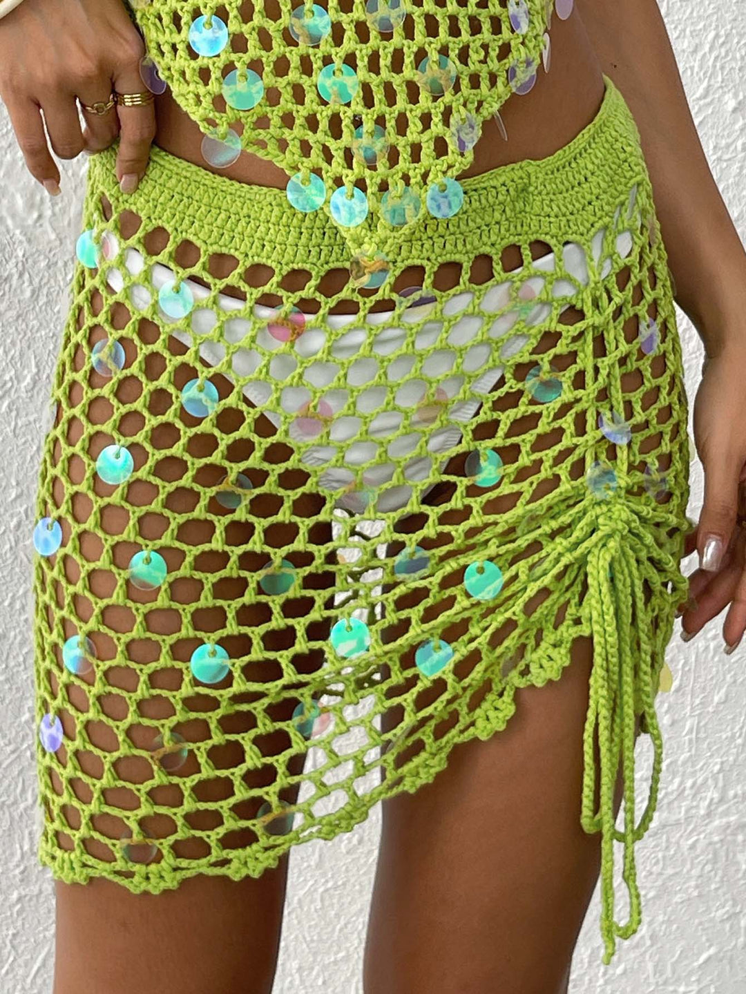 Damen Häkel-Strandsarong mit dekorativen Pailletten R&B