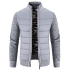 Herren Steppjacke mit hybridem Strickdesign und hohem Kragen