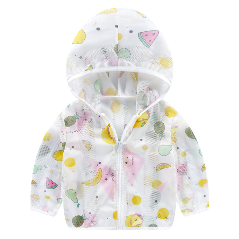 Unisex nan leichtgewicht atmungsaktive Kapuzenjacke für Babys und Kleinkinder mit Mesh-Sonnenschutz und Cartoon-Hasenmotiv R&B