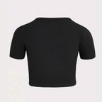 Damen Cropped T-Shirt mit kreativem Skelettdesign R&B