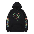 Damen Kapuzenpullover mit kreativem Herz- und Blattmotiv