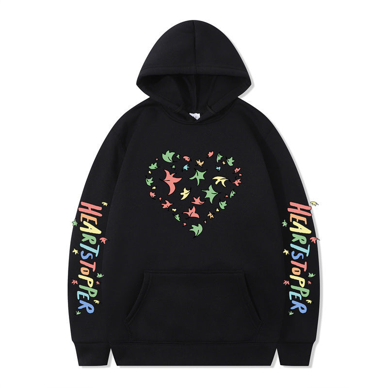 Damen Kapuzenpullover mit kreativem Herz- und Blattmotiv