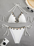 Damen Bunt geschmückter Triangel-Bikini R&B