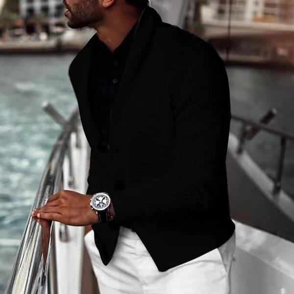 Herren modischer Strickblazer mit strukturiertem Design R&B