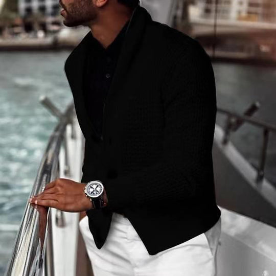 Herren modischer Strickblazer mit strukturiertem Design R&B