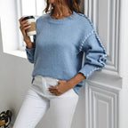 Damen Großer Strickpullover mit dekorativem Saum