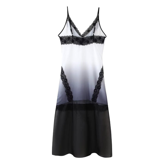 Damen Nachtkleid mit eleganter Spitzenverzierung und gradientem Farbverlauf R&B