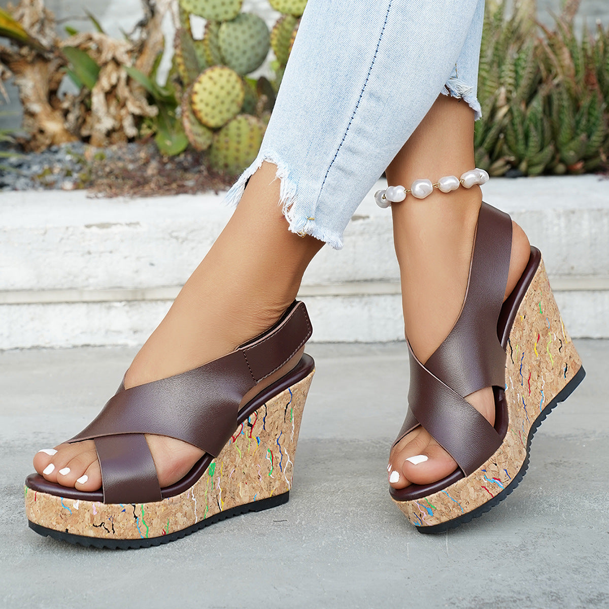 Damen Wedge-Sandalen mit R&Brnem Kork-Design und komfortablem Riemensystem R&B